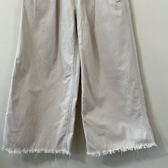 Isabel Marant Étoile Odea Cropped Wide Leg Pants Beige Size 36 - Picture 4 of 12